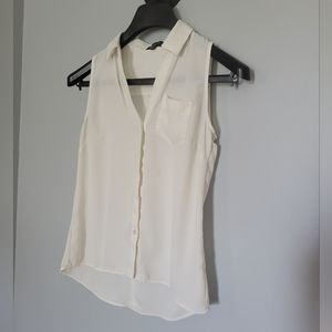 White sheer sleeveless top XS